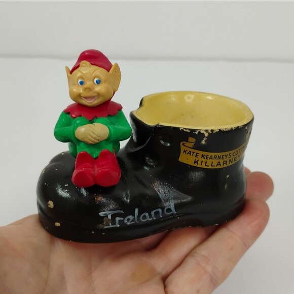 Vintage Elf Knee Hugging Leprechaun On Chalkware Boot Ireland 1975 - Picture 2 of 16